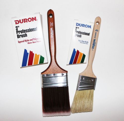 Variety Lot of 2 Duron Professional Paint Brushes- 3” Sea Otter &amp; 2” Wintergreen