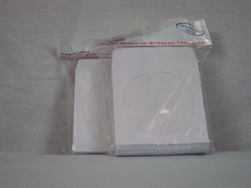2x 100 Lot Pack Premium Thick White CD DVD Paper Sleeves Envelope with Window