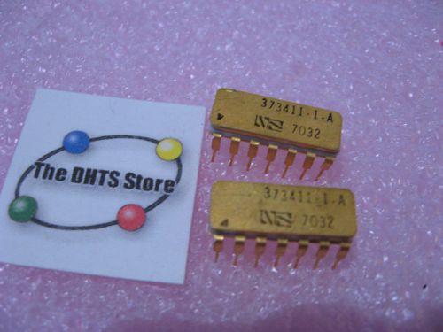 Qty 2 National Semiconductor 373411-1-A  14 DIP IC 1970 Gold Ceramic Vintage