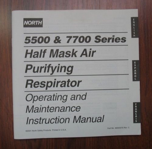 North 5500 &amp; 7700 series half mask air purifying respirator instruction manual for sale