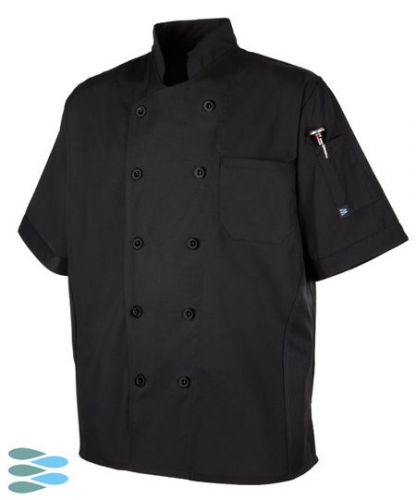 HappyChef CookCool ExecutiveBlack ChefCoat  Short Sleeve Size L