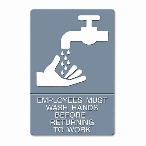 GBC® Headline Sign Ada Sign, Employees Must Wash Hands... Tactile Symbol/Braille