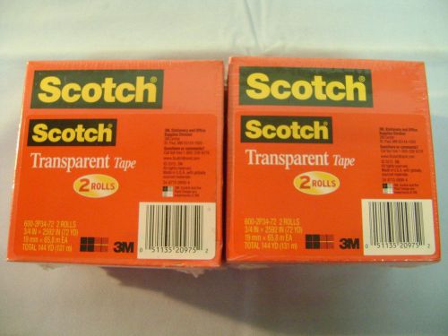 (2) PACK of 3M Scotch Transparent Tape 600-2P34-72, 3/4 in x 2592