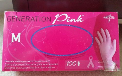 Generation Pink MedLine Powder-Free Synthetic Exam Gloves Box of 100, Size M NWO