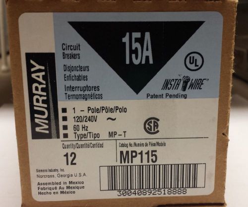 12 Murray MP115 15-Amp 1-Pole 120/240VAC  Circuit Breakers