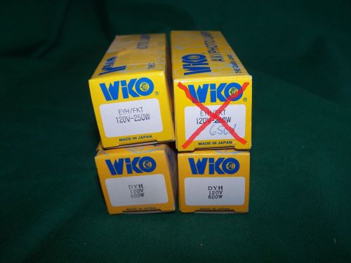 THREE  WIKO  PROJECTION LAMPS DYH 120V 600W &amp; EYH 120V-250W