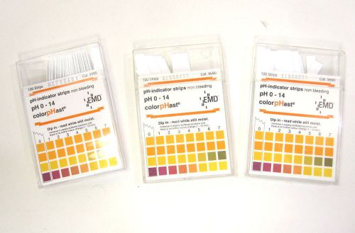 Lot of 3 Opened EMD Colorphast pH Paper 0-14 100 Packs