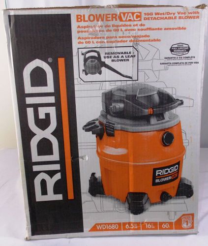 Barely used! ridgid 16-gal. 6.5 hp  wet/dry vacuum with detachable blower for sale