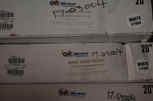 20&#034; WHITE FLOOR POLISHING PADS  Case of 5 Glit Microtron