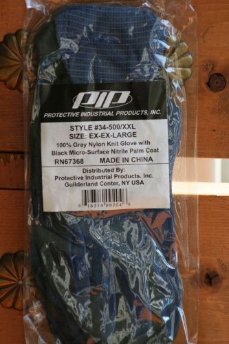 New pip g-tek 34-500/xxl 2xl work glove microsurface nitrile palm nylon grip nwt for sale