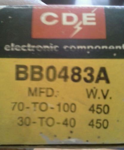 Cornell dublier bb0483a: capacitor: 70- 100, 30-40 uf 450 w v: nos for sale