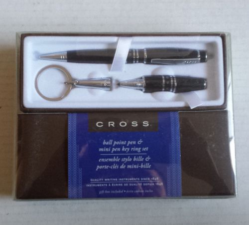 set CROSS Windsor black lacquer ballpoint pen and mini key chain pen with box