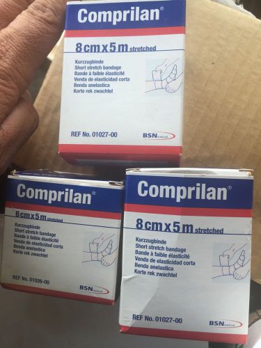 LOT OF 3 COMPRILAN BANDAGE BSN REF 2 X 01027-00 8CM X 5M, 1 6cmx5m Ref 01026-00