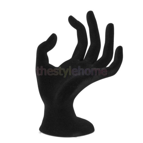 Black Professional Velvet OK Hand Jewelry Ring Hanging Display Stand Holder