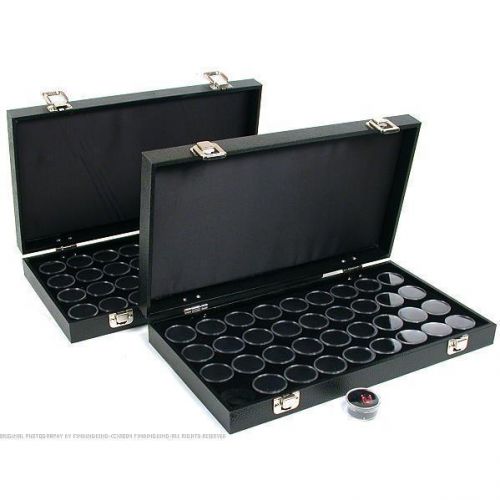 72 Gem Jars Black Display Tray Gemstone Travel Case