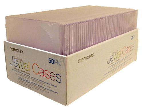 Memorex Clear Slim Jewel Cases DVD CD 50 Pack 16mm Music Video Data Computer NEW