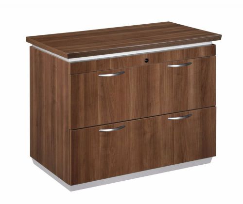 New pimlico walnut modern office 2-drawer lateral file/filing cabinet for sale