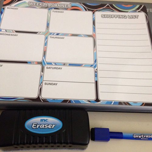 Mangetic weekly planner and shopping list with magnetic marker and dry eraser
