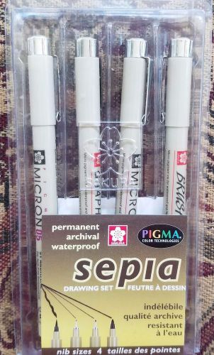 Sakura of America Sepia Pigma Drawing Pen Set of 4