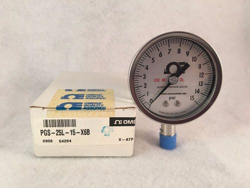 Omega engineering pressure test gauge 0-15 psi pgs-25l-15-x6b for sale