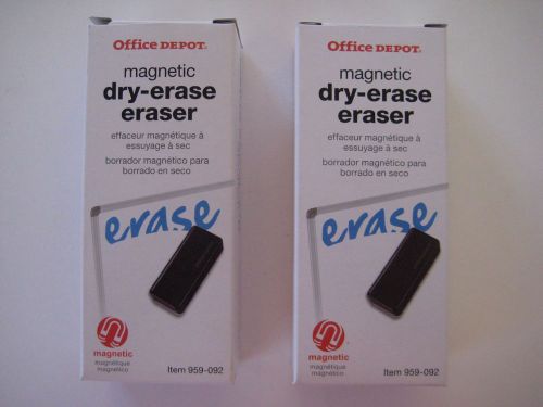 2 Office Depot Dry Erase Magnetic Whiteboard Erasers ( TWO ERASERS )