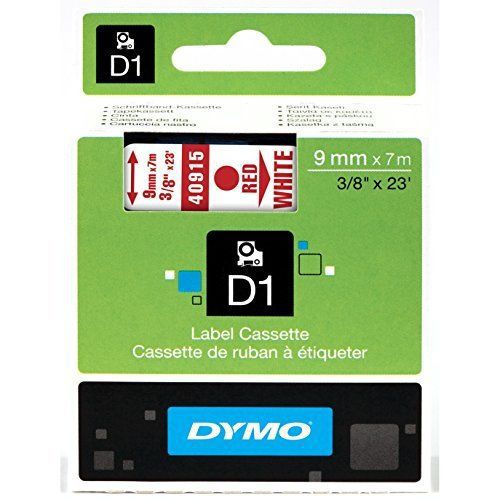 Dymo standard d1 self-adhesive polyester tape for label makers, 3/8-inch, red on for sale