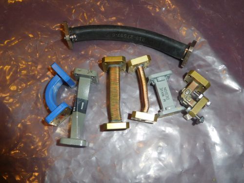 Qty 7 Misc WR28 Waveguides Straight Right angle Flex Brass