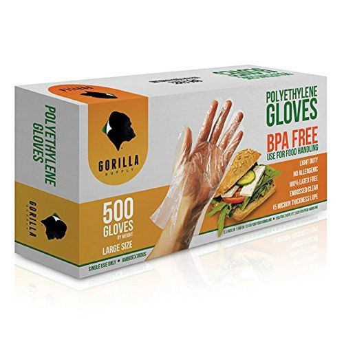 500 BPA Free Disposable Poly PE Gloves Large Food Grade