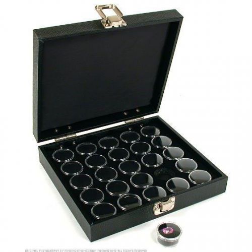 25 Gem Jars Black Display Tray Gemstone Travel Case