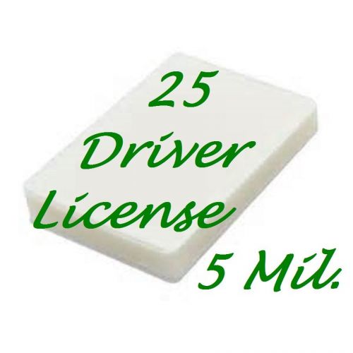 Drivers License 25 PK Laminating Laminator Pouch Sheets  5 Mil. 2-3/8 x 3-5/8