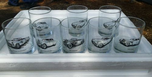 VTG 30s - 50s GM NOS Classic Cars Rocks Glass Lot of 8 Cocktail Drink Glasses