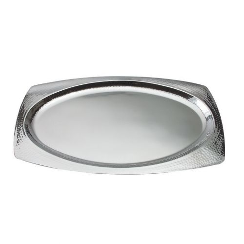Silver Trims Oval Stainless Steel 22&#034; Serving Tray Buffet Party Catering Wedding