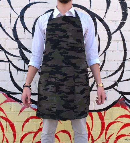 Dark green camouflage apron tools woodwork barber hair stylist artist chef grill for sale