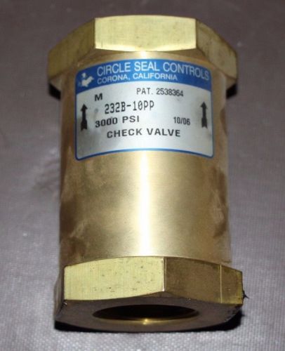 Circle Seal Controls 232B-10PP Brass Check Valve, 3000 PSI, New