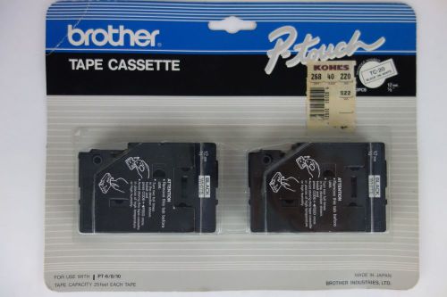 2 Pack Brother P-Touch TC-20 Tape Cassette Black on White NEW