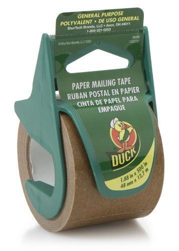 Duck Brand Paper Package Tape With Dispenser 2 In. X 500 In. 5.8 Mil