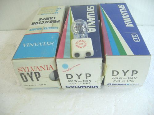 Lot of 3 - Sylvania DYP Tungsten Halogen Projector Lamp Bulb - 600W, 120V NOS