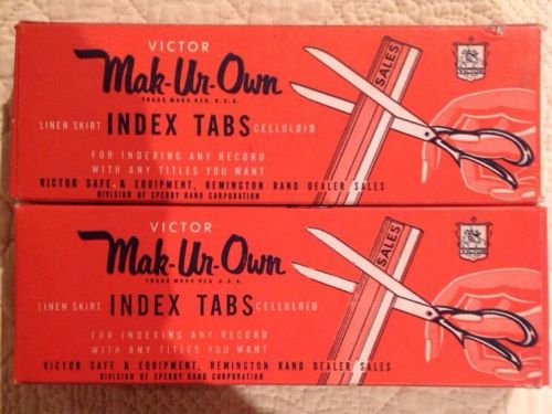 Vintage Set Of 2 Boxes of Victor Mak-Ur-Own Index Tabs Pink/Orange