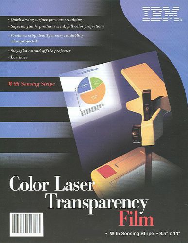 50 IBM Color Laser Printer Transparency Film Sheets! With Sensing Stripe!
