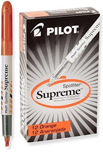 Pilot Spotliter Supreme Fluorescent Highlighters, Chisel Tip, Orange, Dozen Box