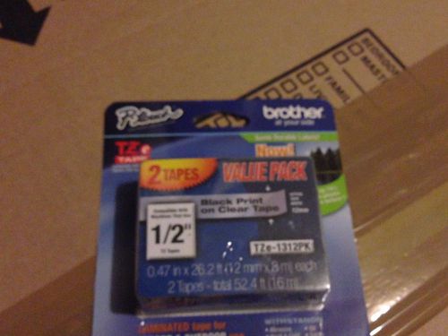 2 PACK BROTHER P-TOUCH TZe-131 BLACK ON CLEAR LABEL TAPE/ PTOUCH TZ131