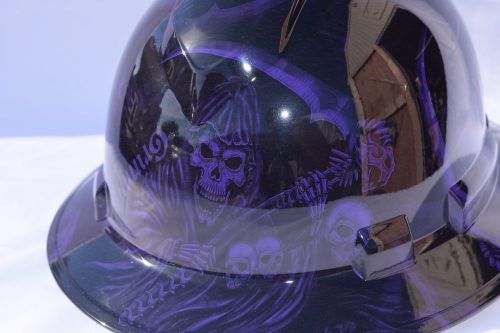 Pyramex ridgeline wide brim hard hat custom hydro dipped purple reaper for sale