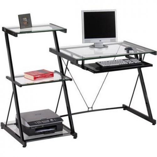 Black Studio Desk Bookcase School Office Home Computer Workstation Furniture NEW