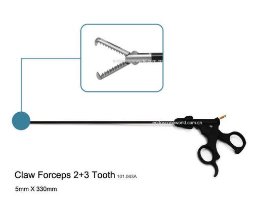 Brand New 5X330mm Claw Forceps 2+3 Tooth Laparoscopy