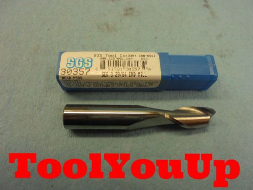 NEW SGS 29/64 2 FLUTE CENTER CUTTING SOLID CARBIDE END MILL 1&#034; LOC USA 30357