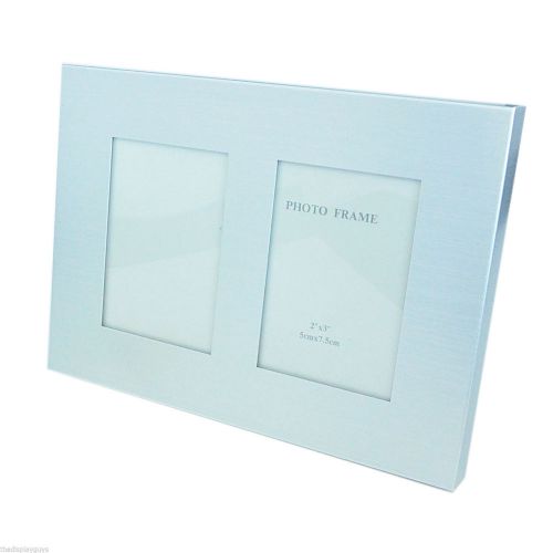 2x3&#034; Twin Aluminum Photo Frame on 5x7&#034; Frame for Office or Home Decor