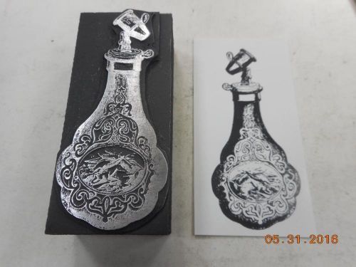 Letterpress Printing Block, Very Ornate Flask, Spirits or Medicines, Type Cut