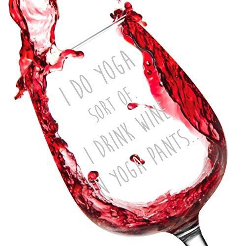 Salty &amp; Sweet &#034;I Do Yoga, Sort Of&#034; - Perfect Gift for Wine Lovers! 12.75oz Wine
