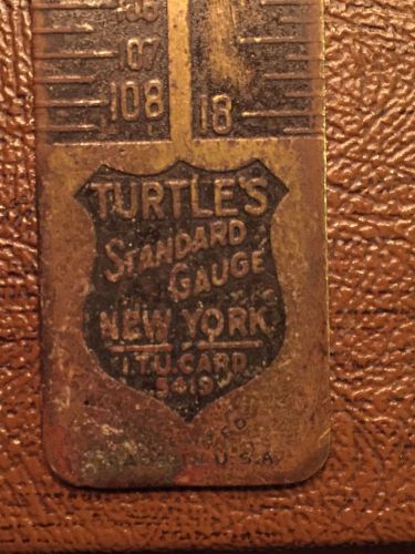 Brass Turtle&#039;s Standard Gauge New York Printers Pica Inches Ruler Letterpress