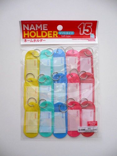Colorful Vinyl  Key Ring Name Holder Tag 15 Pieces Soft Type BNIP